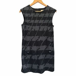 Micheal Kors Houndtooth Black+Grey Sleeveless Shift Dress size S
